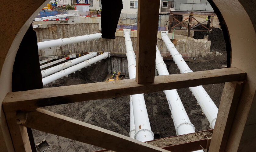 Regents Crescent basement dig through retained facade